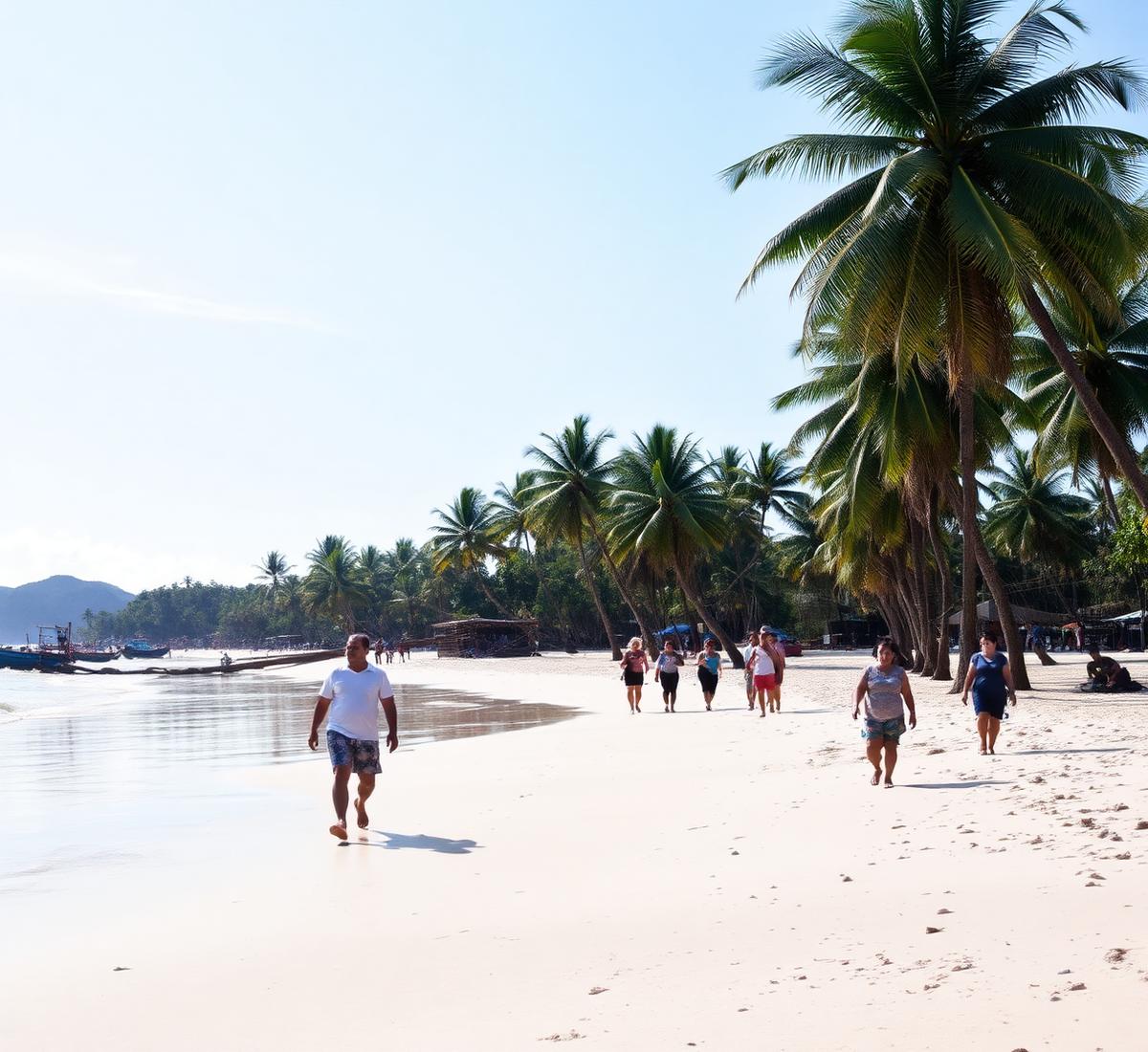 Wide empty beach with shallow reef-sheltered water
