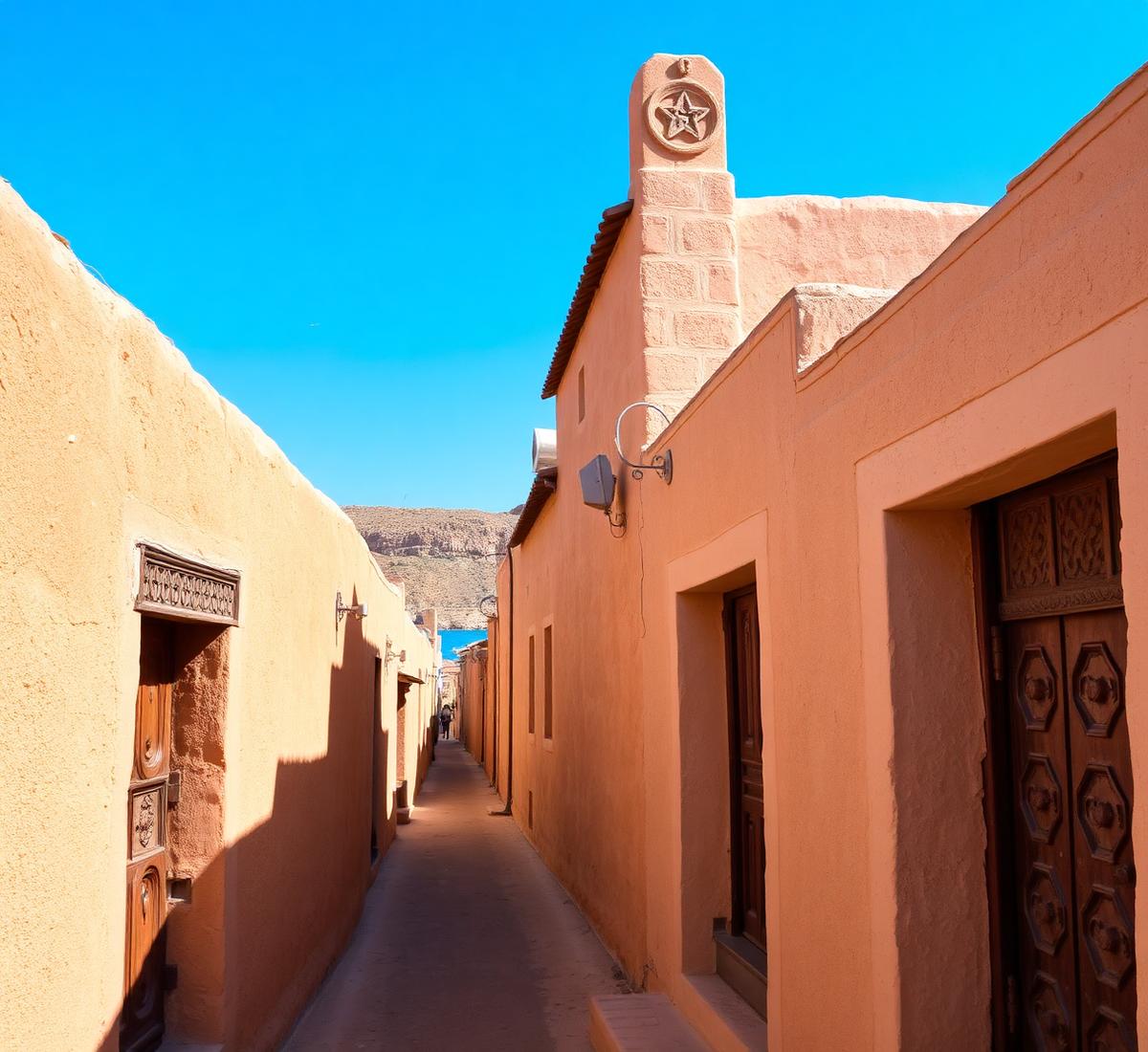 Illustrative coastal old-town photograph